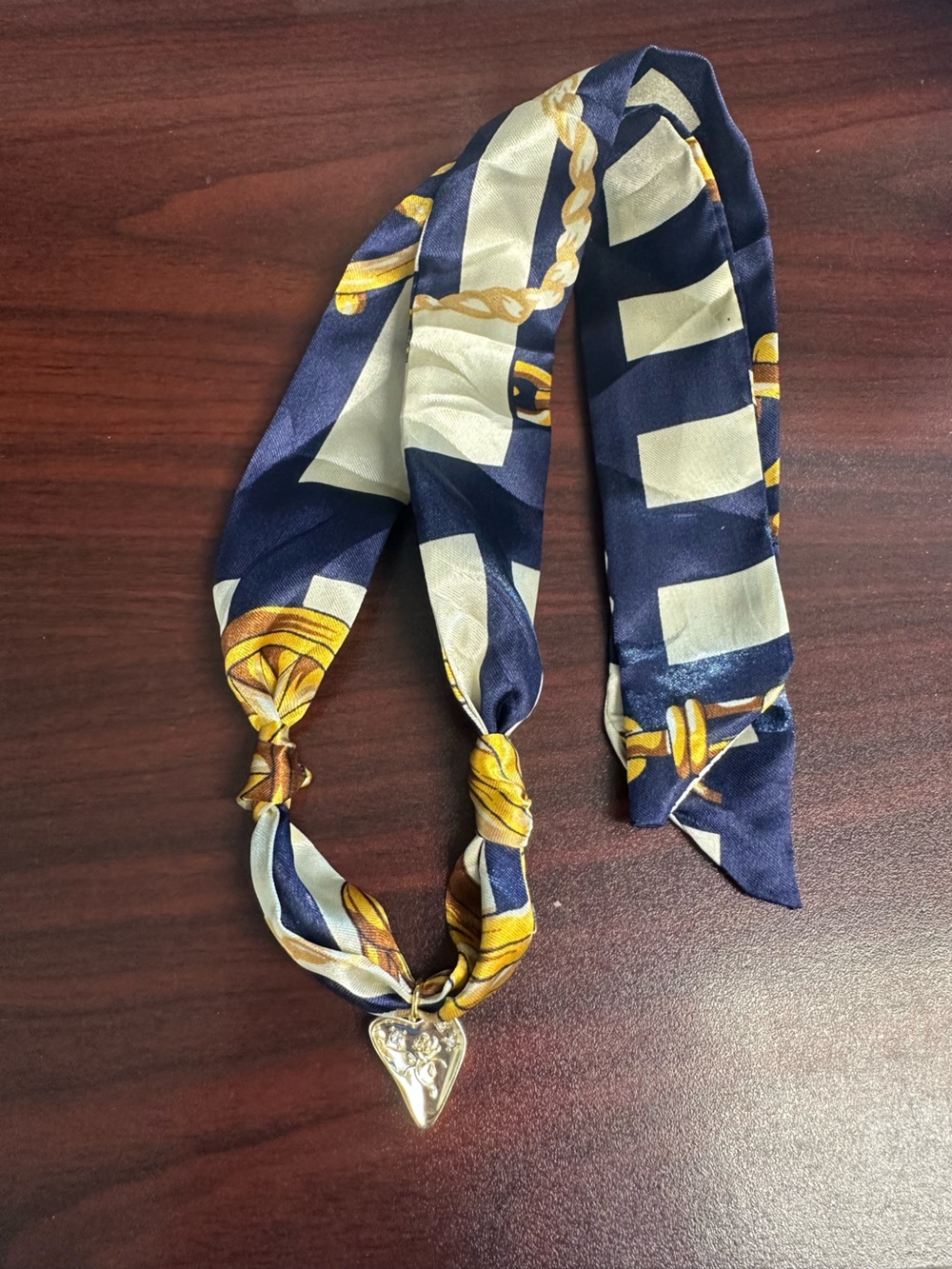 Blue and Gold scarf necklace